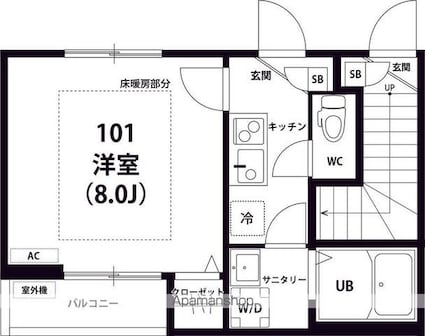 リブリ・南平[1K/24.46m2]の間取図