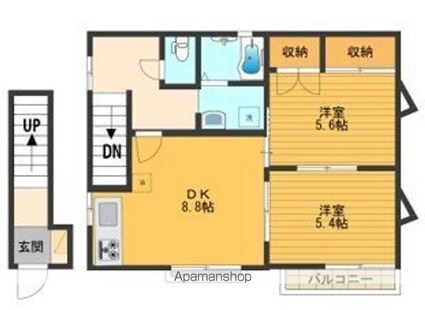 東京都日野市旭が丘６丁目[2DK/47m2]の間取図