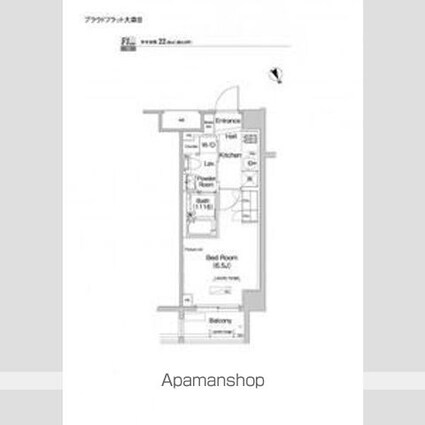 プラウドフラット大森Ⅲ[1K/22.69m2]の間取図
