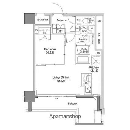 ザ・パークハビオ日本橋馬喰町[1LDK/40.1m2]の間取図