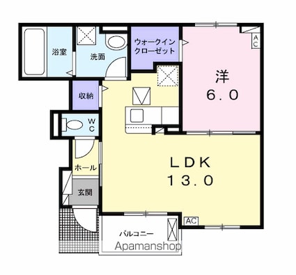 セピアコート[1LDK/46.69m2]の間取図