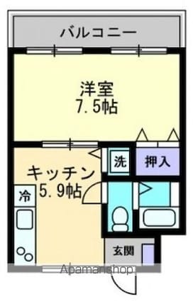 広島県広島市南区翠２丁目[1DK/32.5m2]の間取図