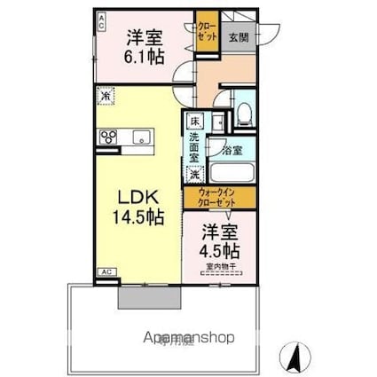 ＤーＲＯＯＭフィオーレ[2LDK/59.93m2]の間取図