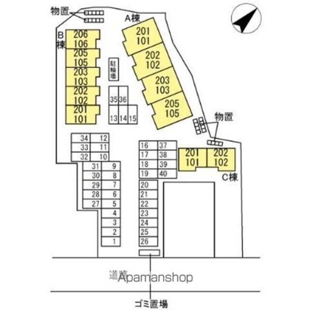 グランモア桜川[2LDK/62.11m2]の配置図