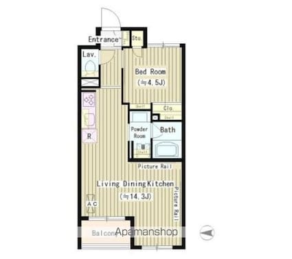 ガーデンコートアネックス[1LDK/42.36m2]の間取図