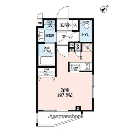 プレール・ドゥーク学芸大学Ⅱ[1R/26m2]の間取図
