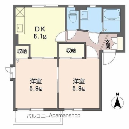 ベル・メゾン西河原　Ｆ[2DK/43.54m2]の間取図