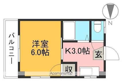 小倉ハイツ[1K/19.57m2]の間取図