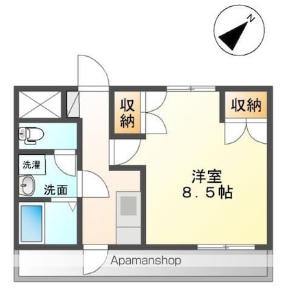 ソレイユ[1K/28.56m2]の間取図