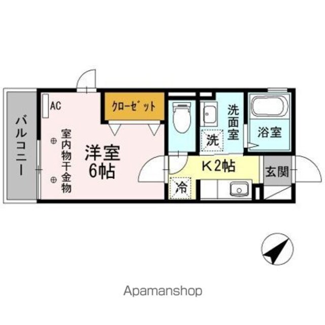グレース・ベル[1K/23.59m2]の間取図
