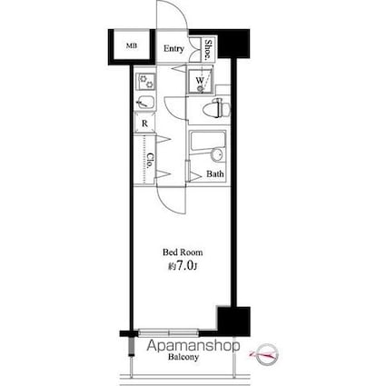 ＳＱＵＡＲＥ潮見[1K/22.5m2]の間取図