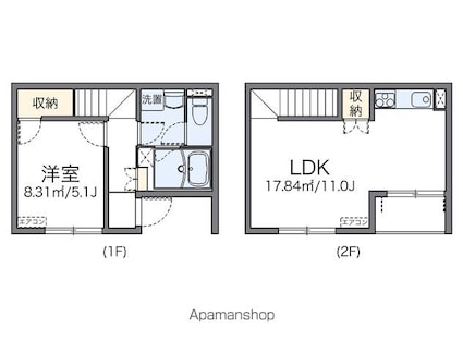 レオネクストメゾン米原[1LDK/42.1m2]の間取図