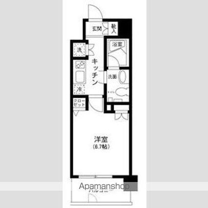 東京都港区芝浦３丁目[1K/22.8m2]の間取図