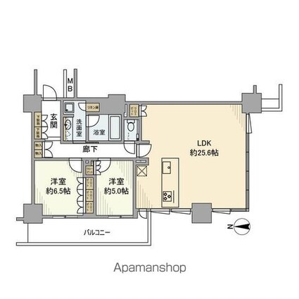 プライムパークス品川シーサイドザ・タワー[2LDK/85.68m2]の間取図