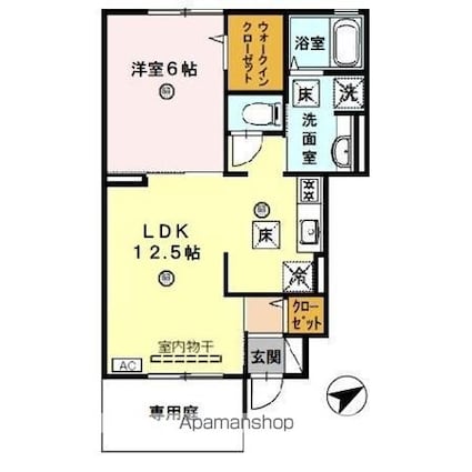 ブランドール松江東[1LDK/44.2m2]の間取図