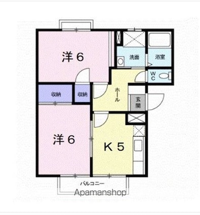 うぃすたりあⅠ[2K/46.8m2]の間取図