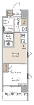 グランカーサ四谷[1DK/25.81m2]の間取図