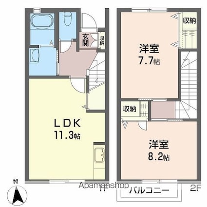 シャーメゾン　Ⅲ番館[2LDK/66.98m2]の間取図
