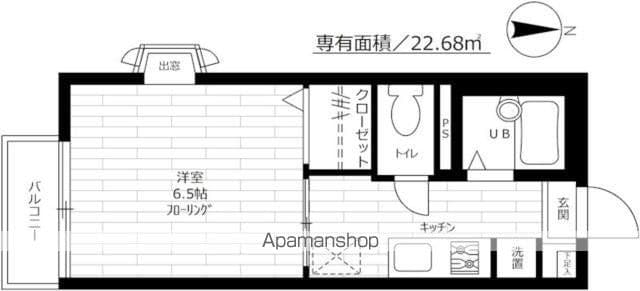 クライン　ブルーメＩ[1K/22.68m2]の間取図