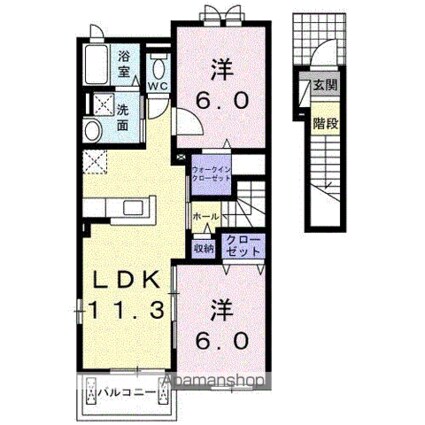 クレアール[2LDK/58.21m2]の間取図