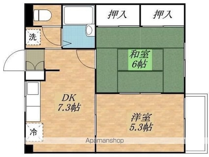 スカイハイツ[2DK/40.5m2]の間取図