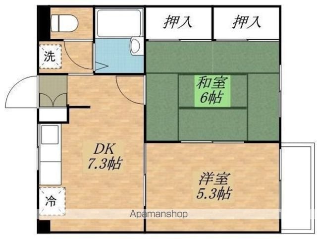 スカイハイツ[2DK/40.5m2]の間取図