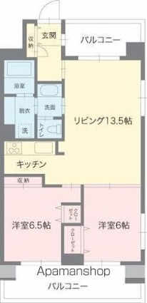 ヴァン・ヴィヴァン三番町[2LDK/62.6m2]の間取図