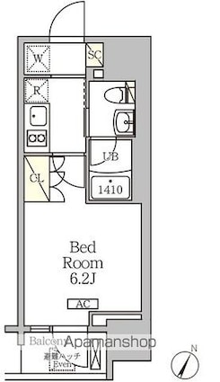 ジオエント白金台[1K/20.65m2]の間取図
