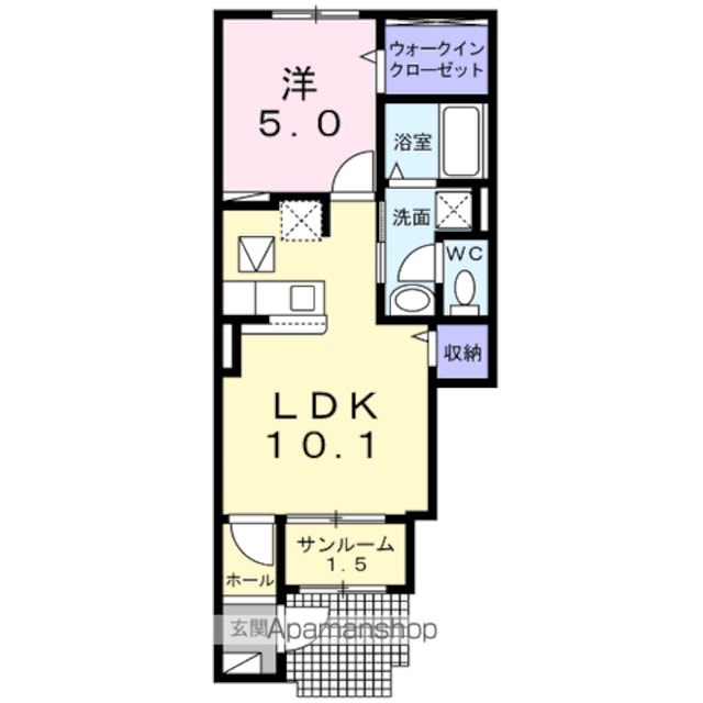 メゾン　グリシーヌ[1LDK/41.15m2]の間取図