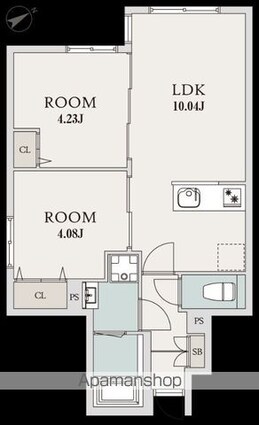 東京都中野区上高田２丁目[2LDK/40.65m2]の間取図