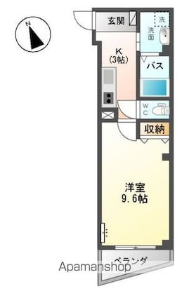 コニーアパートメント．[1K/31m2]の間取図