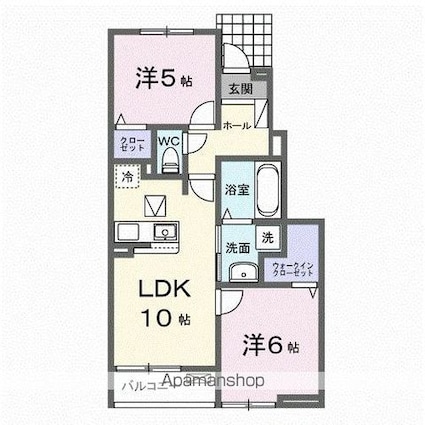 フェリーチェ上林[2LDK/50.53m2]の間取図