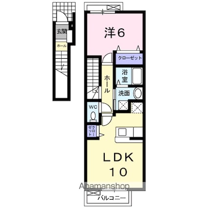 プリムヴェール[1LDK/42.37m2]の間取図