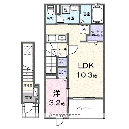 グラ―ヴェ御幸[1LDK/37.63m2]の間取図