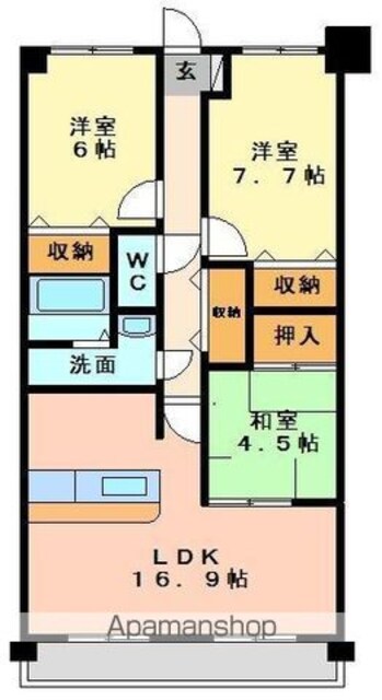 サントノーレ姫原弐番館[3LDK/89.15m2]の間取図