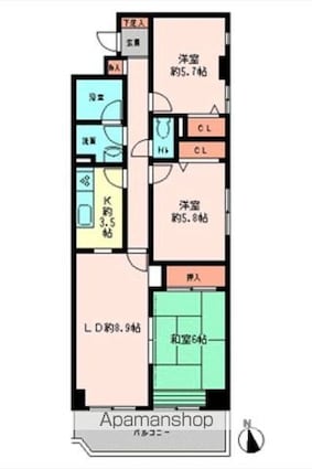 ドエル瀬田[3LDK/71.4m2]の間取図