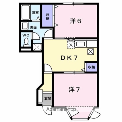 カトレア[2DK/44.34m2]の間取図