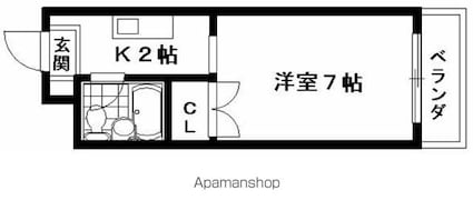 エランビタール[1K/20.7m2]の間取図