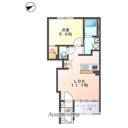 メゾン・杉山[1LDK/43.24m2]の間取図