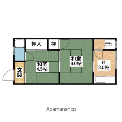 和歌山県和歌山市六十谷[2K/29.7m2]の間取図