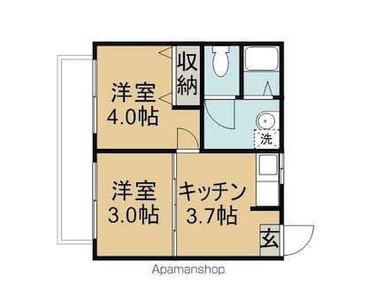 サンシャインⅡ[2K/45.44m2]の間取図