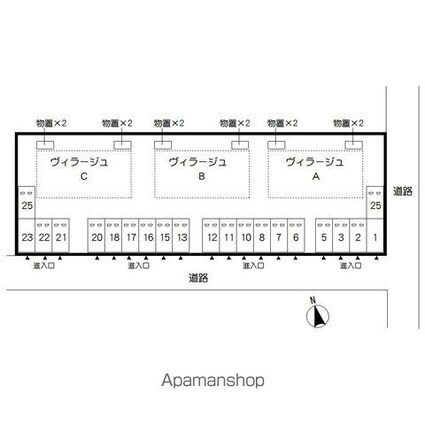 ヴィラージュＣ[2K/40m2]の配置図
