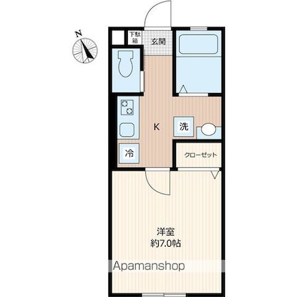レミオパレス稲毛[1K/23.92m2]の間取図