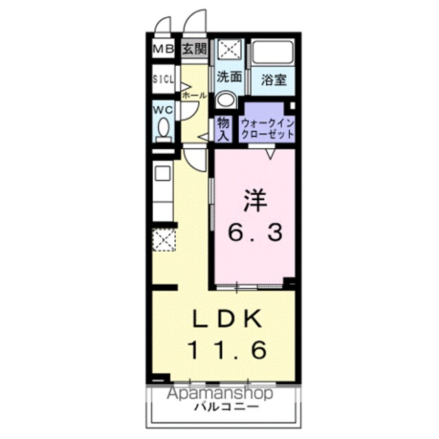 ルーチェ[1LDK/42.59m2]の間取図