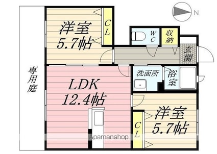 シエロ　セレーノ　Ａ棟[2LDK/54.4m2]の間取図