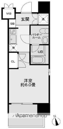 レジディア新宿御苑[1K/21.18m2]の間取図