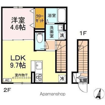 ＲＥＳＵＡ鍛冶町[1LDK/39.07m2]の間取図
