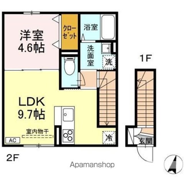 ＲＥＳＵＡ鍛冶町[1LDK/39.07m2]の間取図