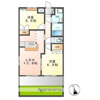 ふらわーガーデン・波崎Ｂ[2LDK/54.54m2]の間取図