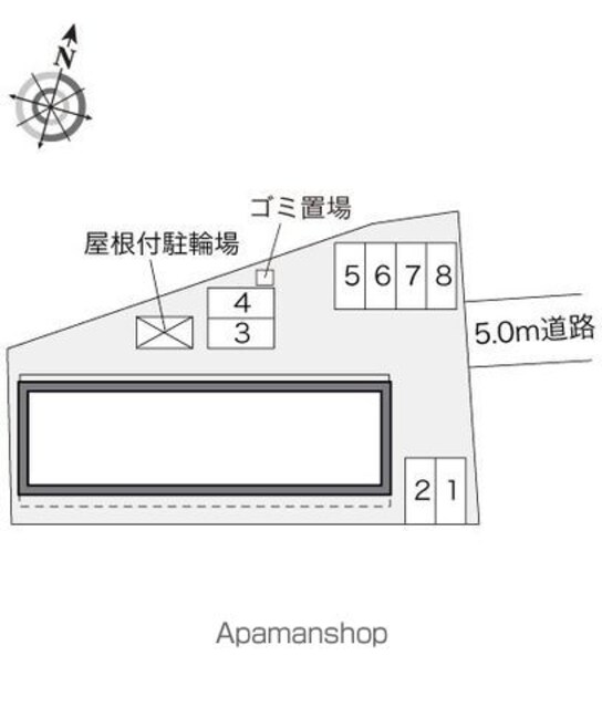 レオパレスプラティーク昭島[1K/23.61m2]の配置図